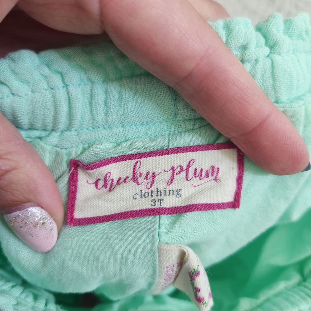 Toddler Girls Mint Green Gauze Cotton Ruffle Bloomer Shorts size 3T - Picture 4 of 8